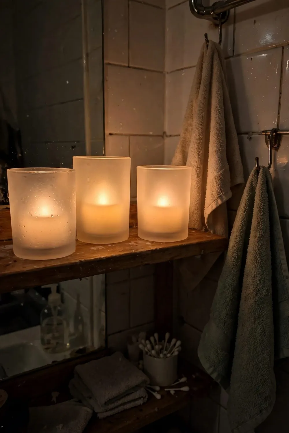 Spa-style bathroom with plants and candles: add Flameless Candles Where Real Ones Worry You