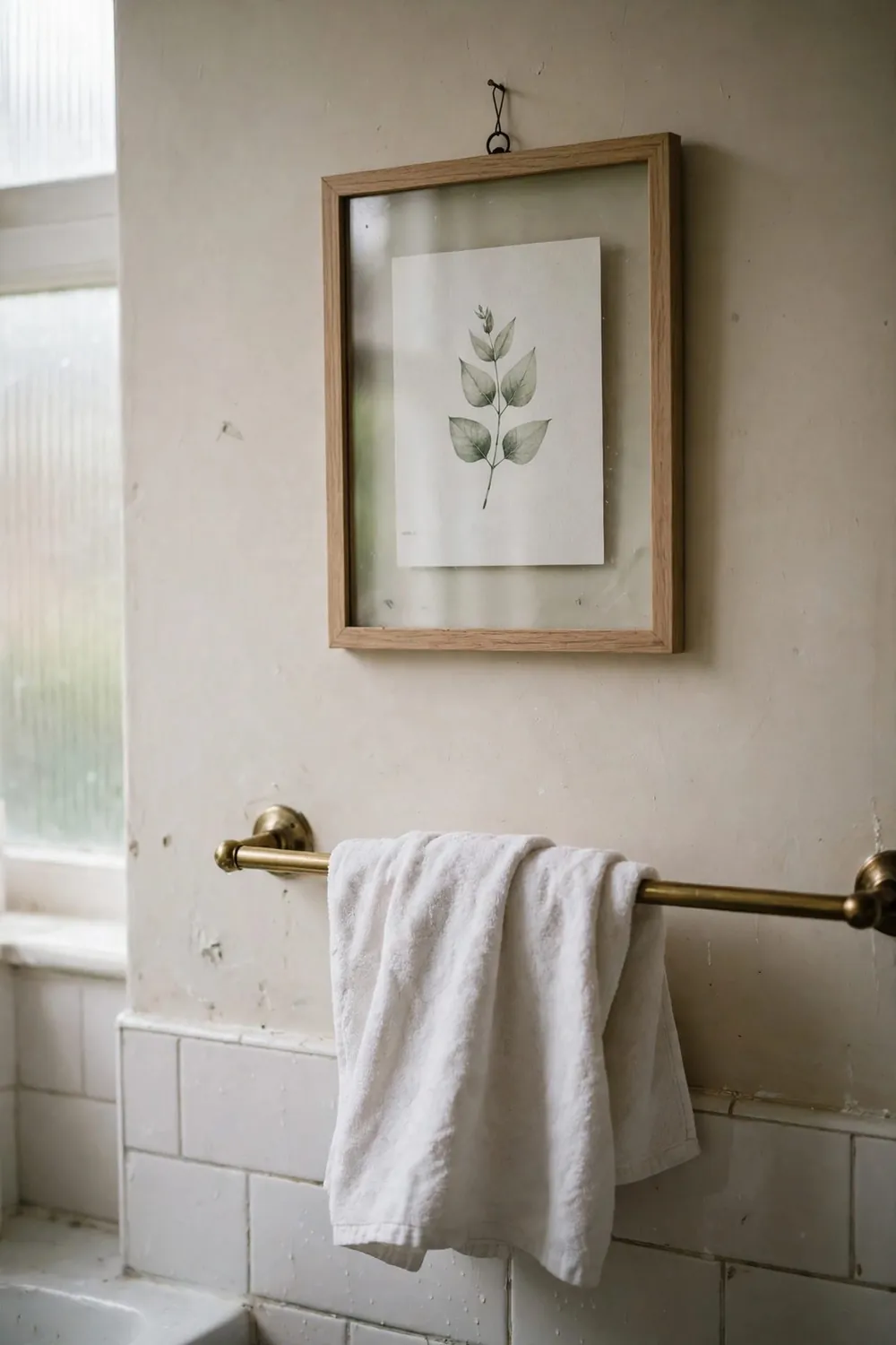 Spa-style bathroom with plants and candles: finish With One Piece of Calm Art