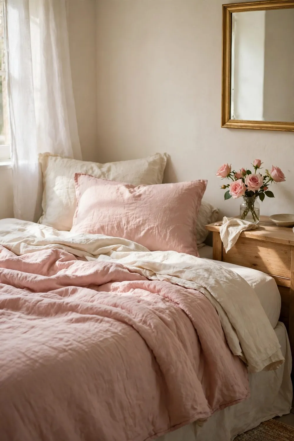 Bedroom with a beautiful color combination: terracotta & Cream: Sun-Baked Calm