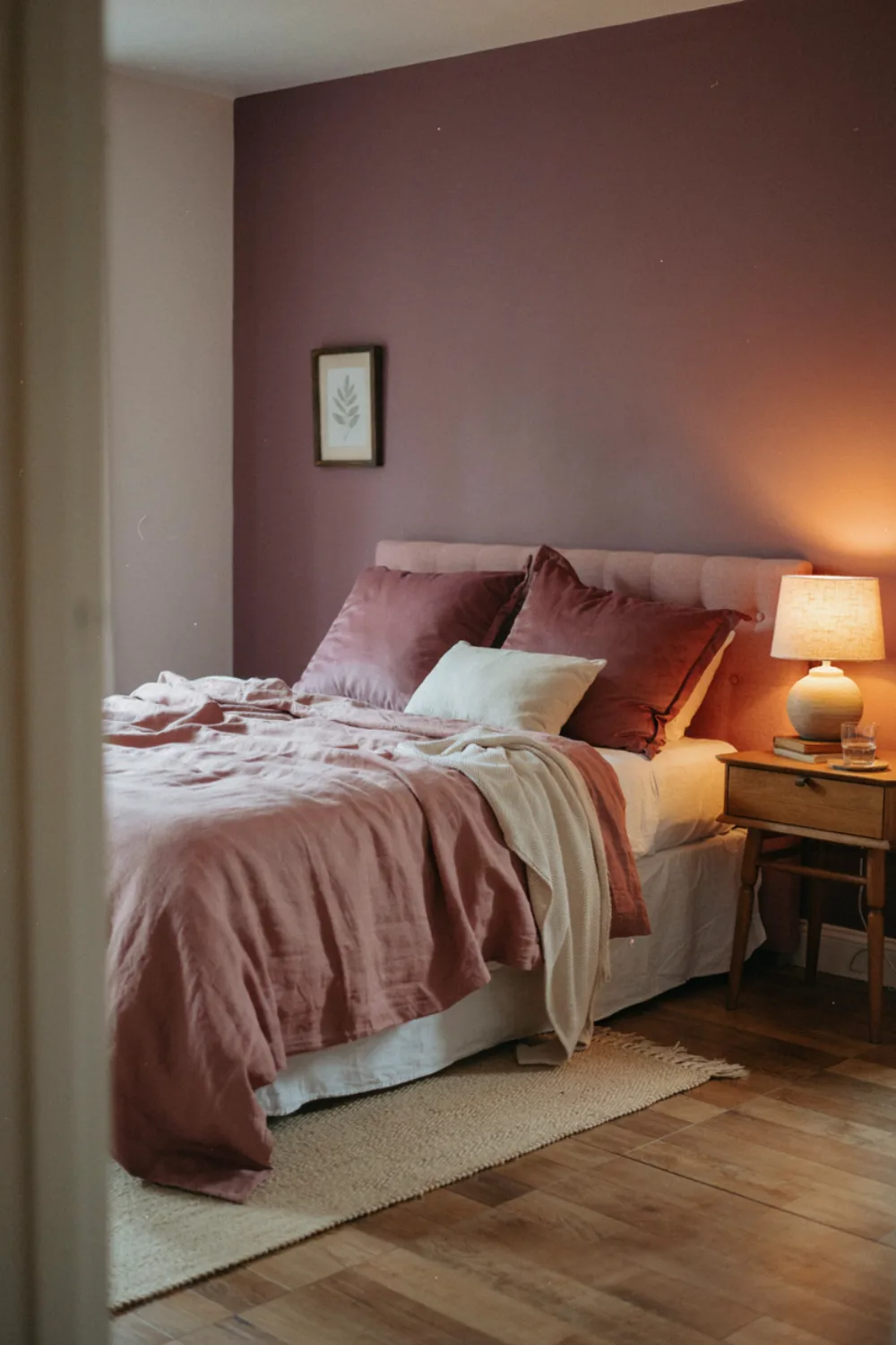 Bedroom with a beautiful color combination: plum & Dusty Rose: Moody Romantic