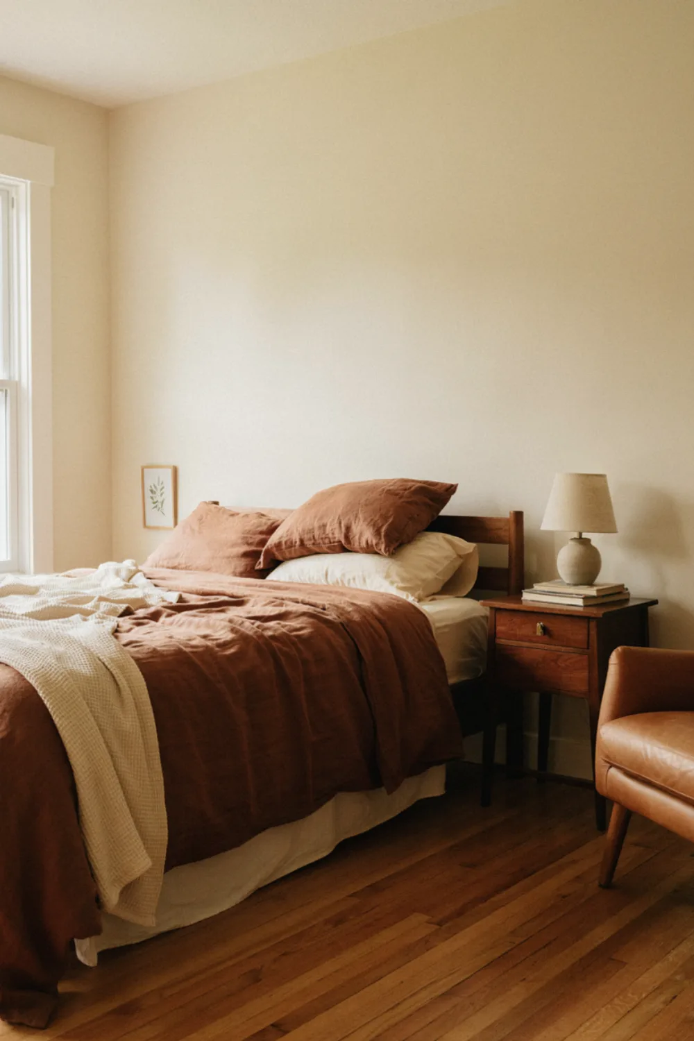Bedroom with a beautiful color combination: chocolate Brown & Cream: Cocoa Cozy