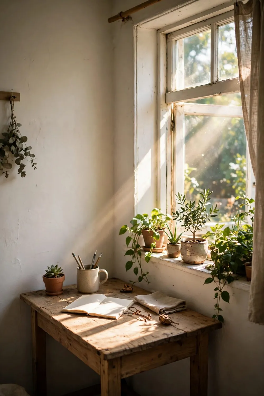 Cozy boho home office nook: pick the Corner With the Best Light