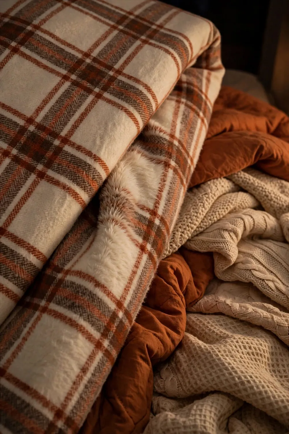 Cozy fall bedroom in warm feminine tones: switch to Flannel Sheets on the First Cold Night