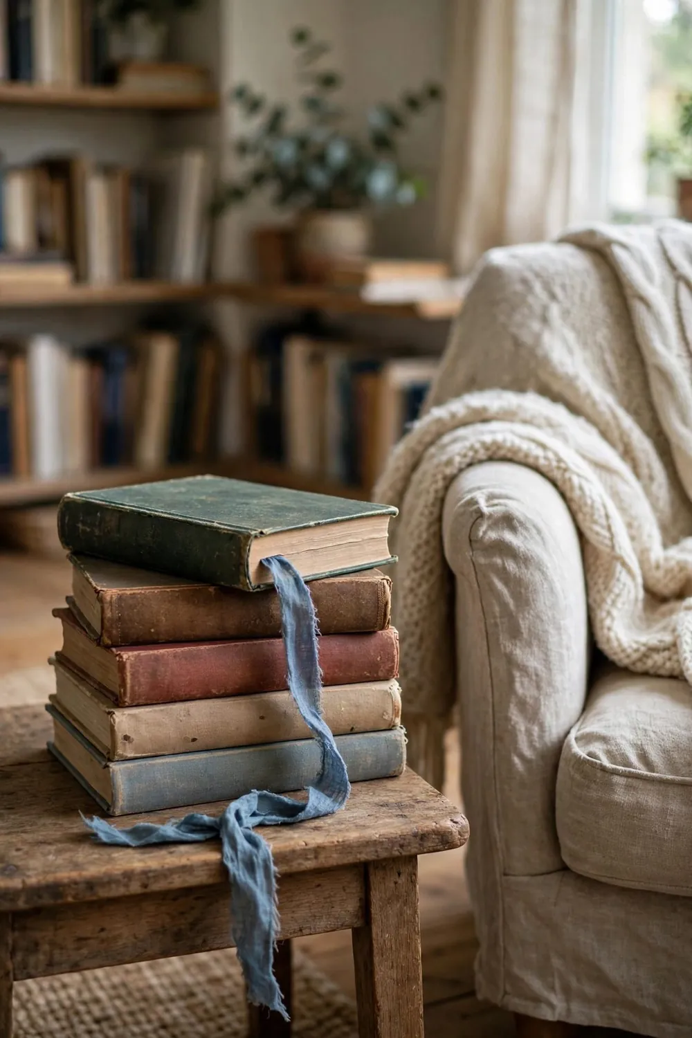 Cozy reading nook with fairy lights: keep the Books Close and the Pile Curated