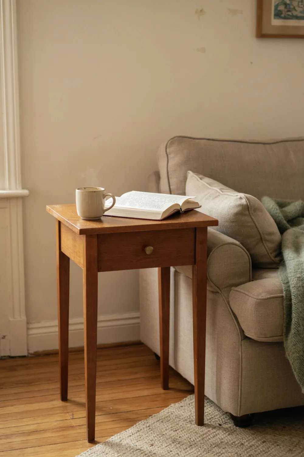 Cozy reading nook with fairy lights: add a Side Table With a Drawer