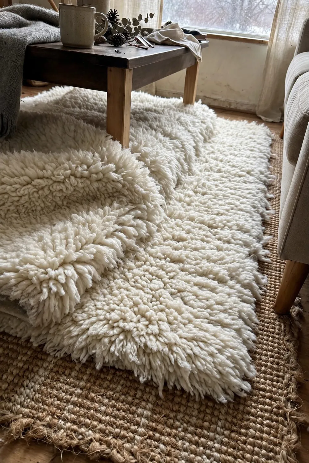 Small cozy winter room: put a Real Rug Under Your Feet (or Layer One)
