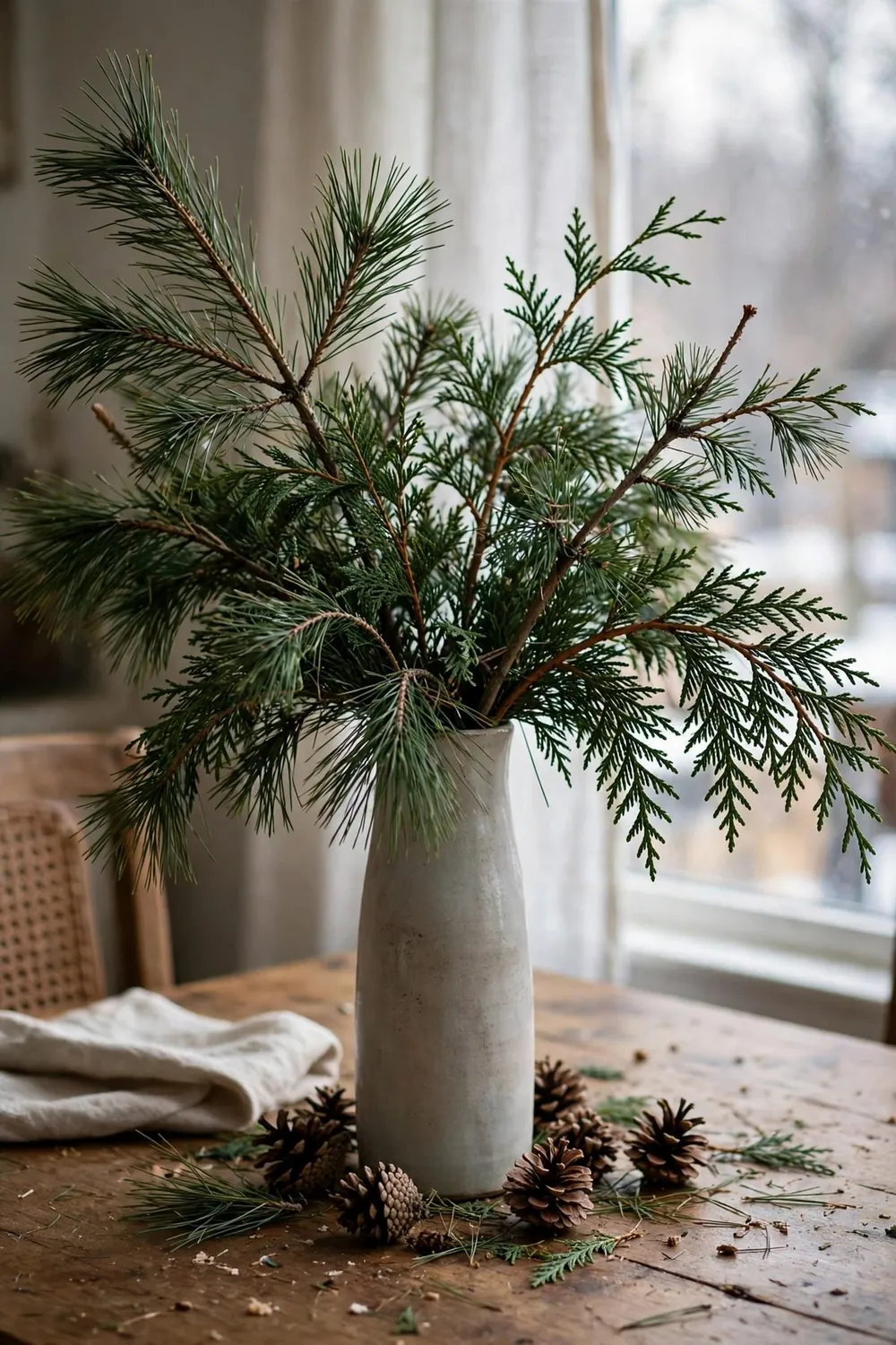Small cozy winter room: bring in Evergreen Branches