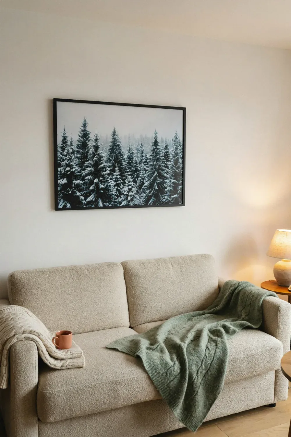 Small cozy winter room: swap One Print for a Winter Scene