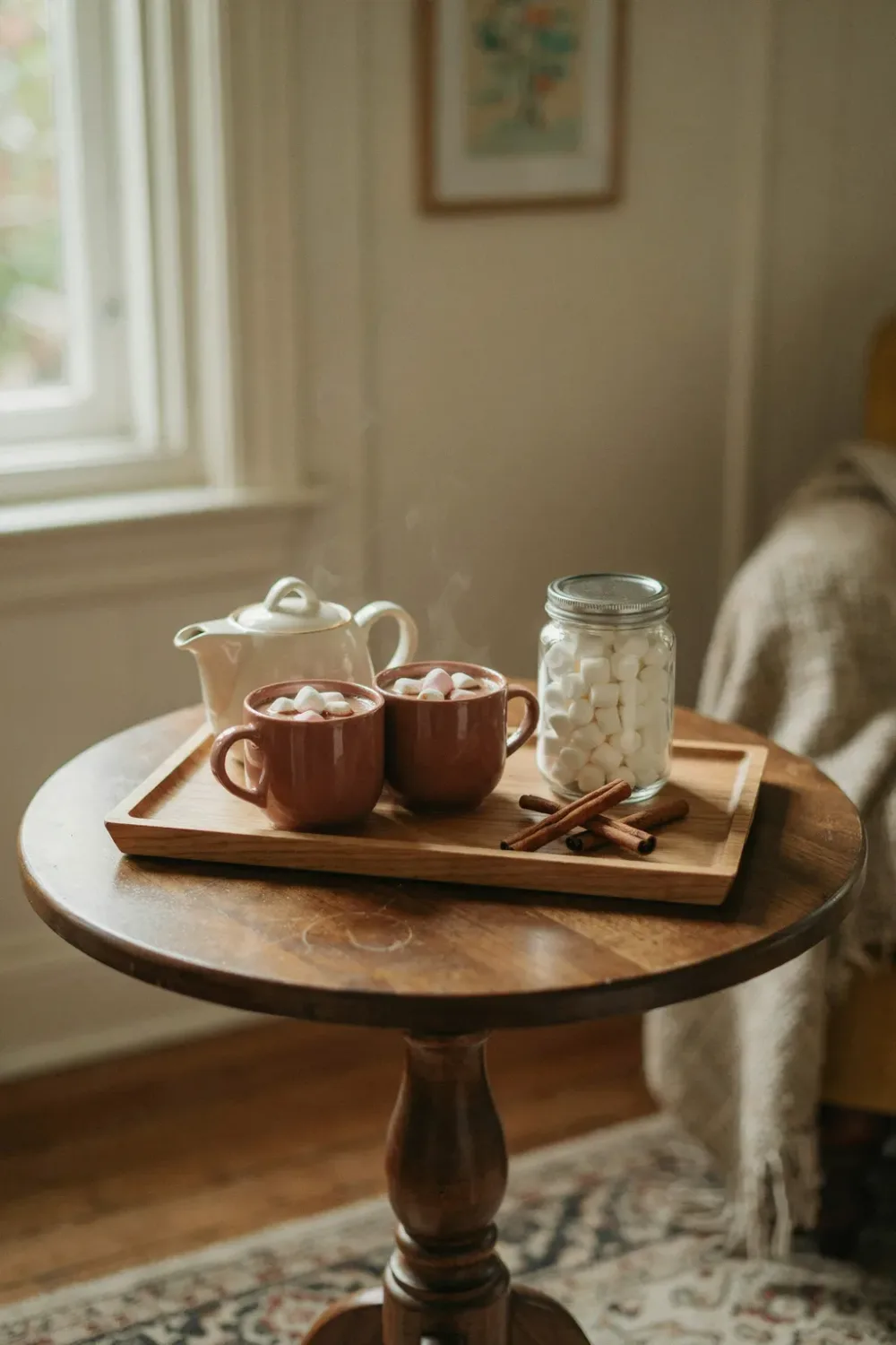 Small cozy winter room: create a Hot-Drink Station on a Tray