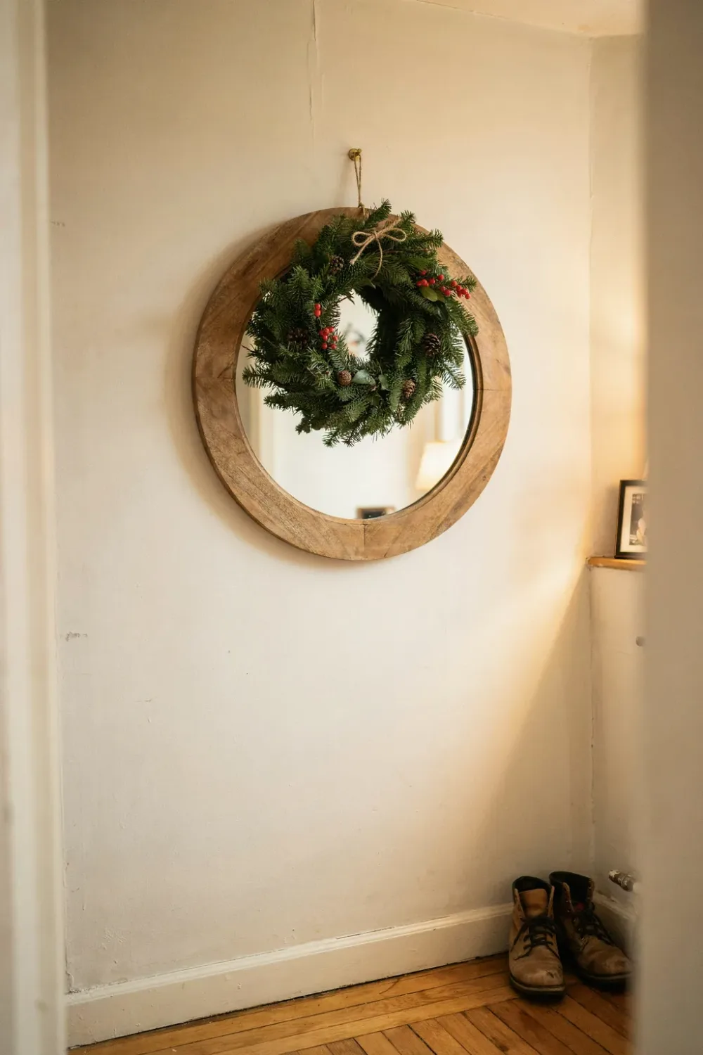 Small cozy winter room: hang a Wreath Indoors, Over a Mirror or Door