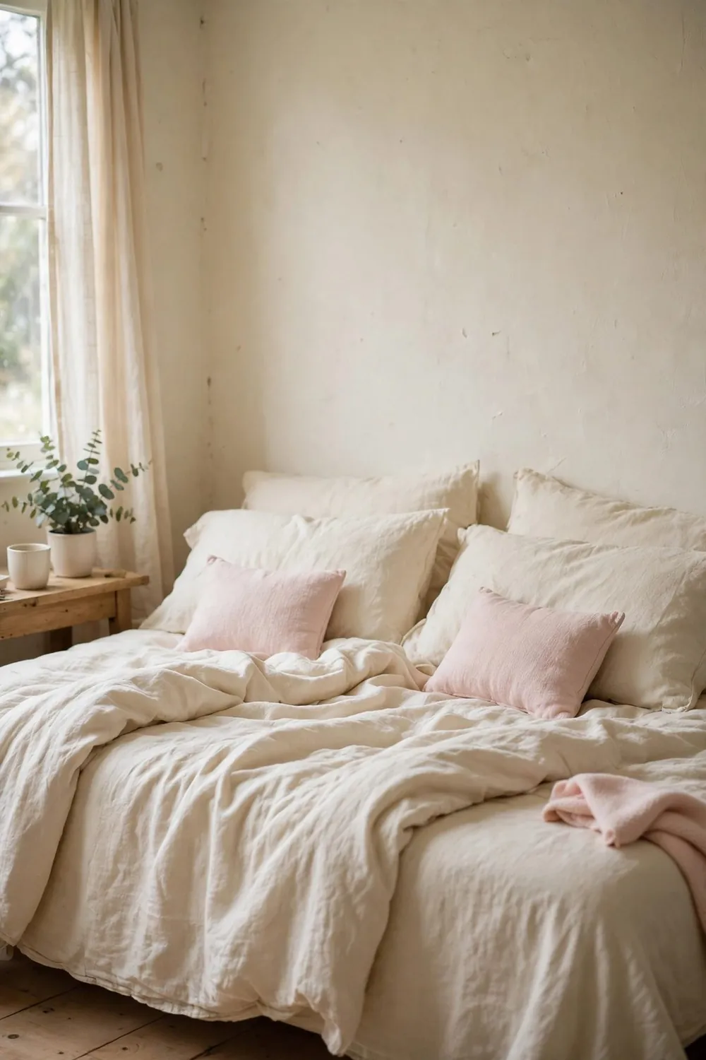 Dreamy blush pink bedroom: decide Your Dose: Walls, Bedding, or Whispers