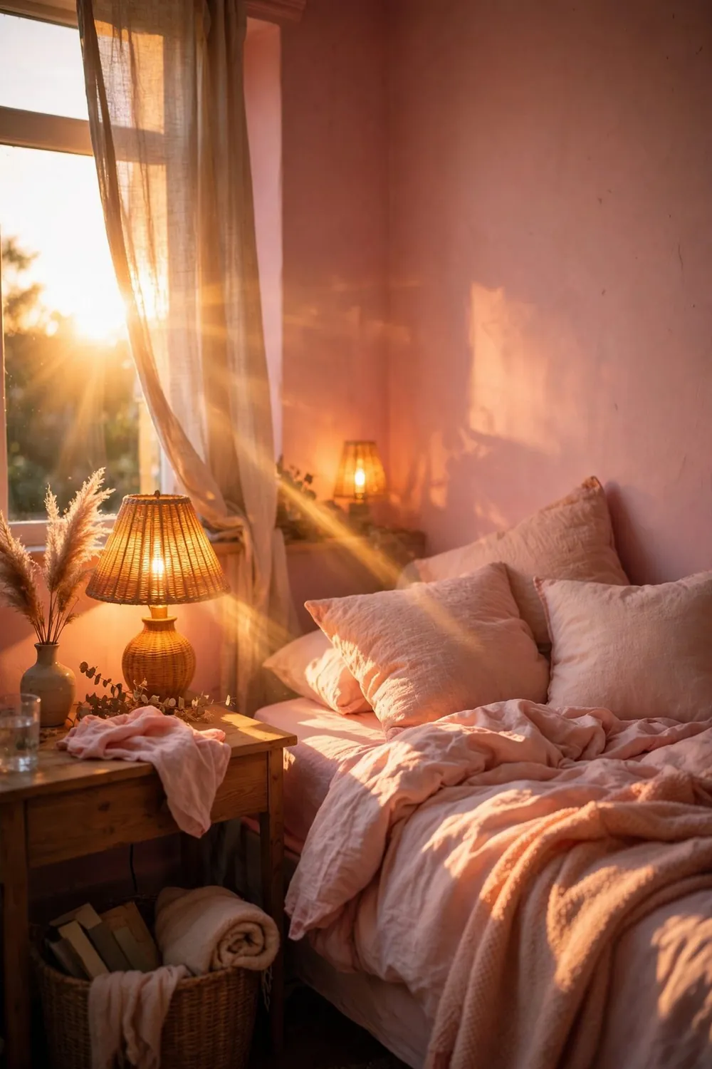 Dreamy blush pink bedroom: light It Like Golden Hour