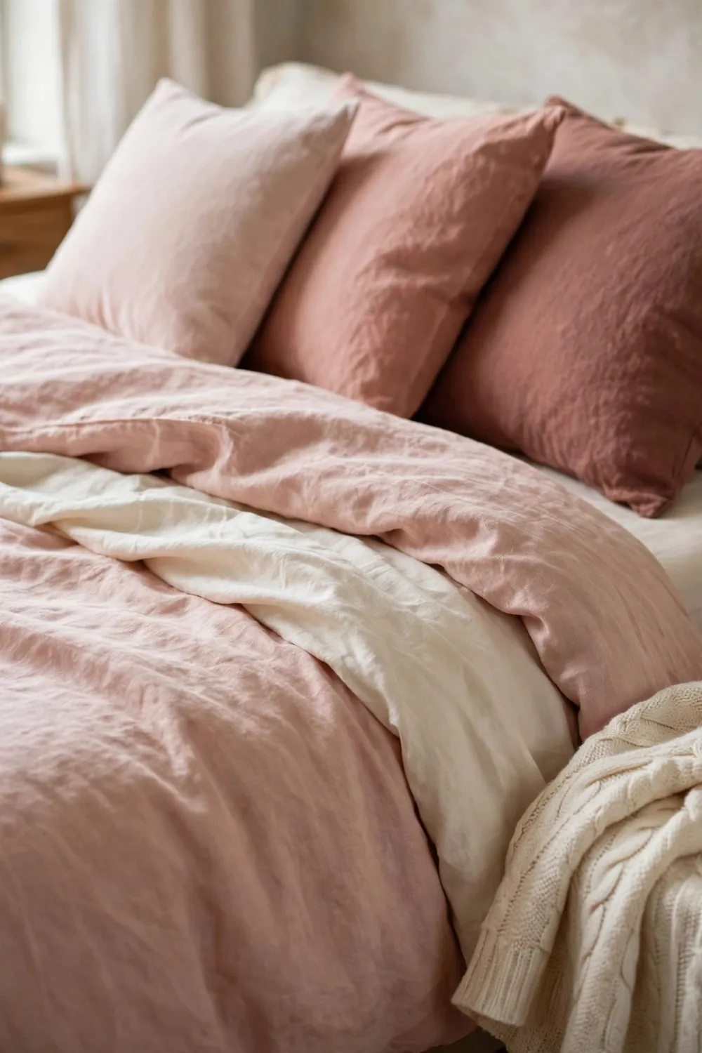 Dreamy blush pink bedroom: deepen Pink With Burgundy Accents