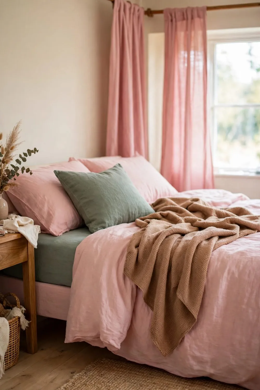 Dreamy blush pink bedroom: hang Sheer Blush Curtains