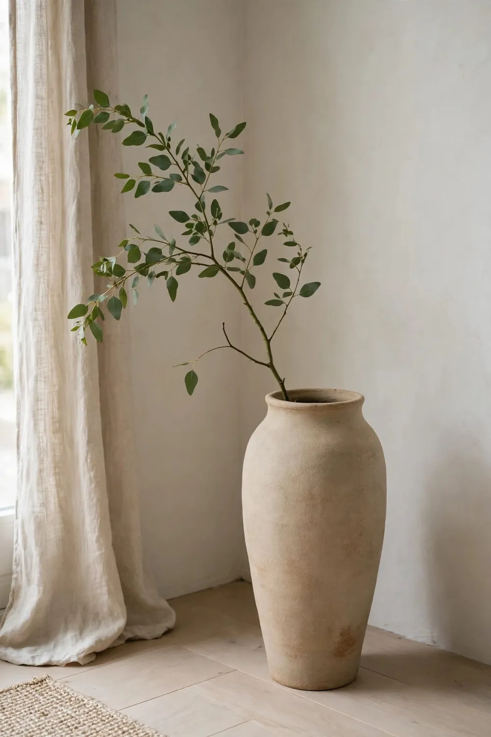Neutral scandinavian living room: bring in One Green Plant (or a Branch)
