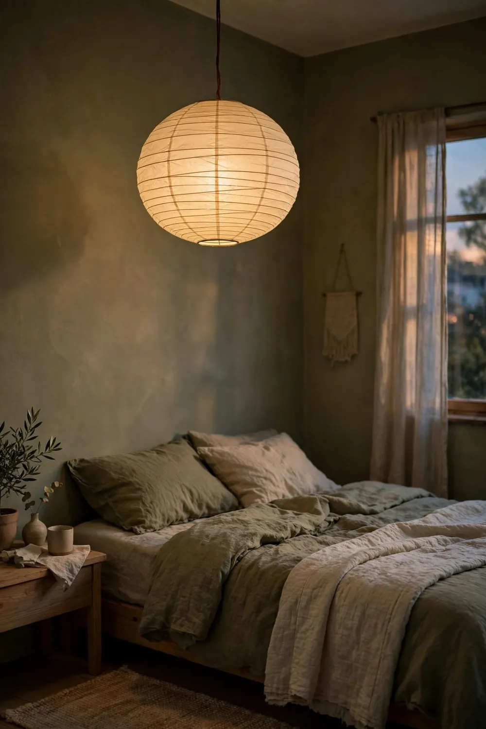 Minimal olive green japanese zen bedroom: choose Diffused, Paper-Soft Light