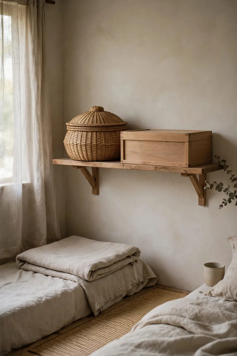 Minimal olive green japanese zen bedroom: hide the Modern World Kindly