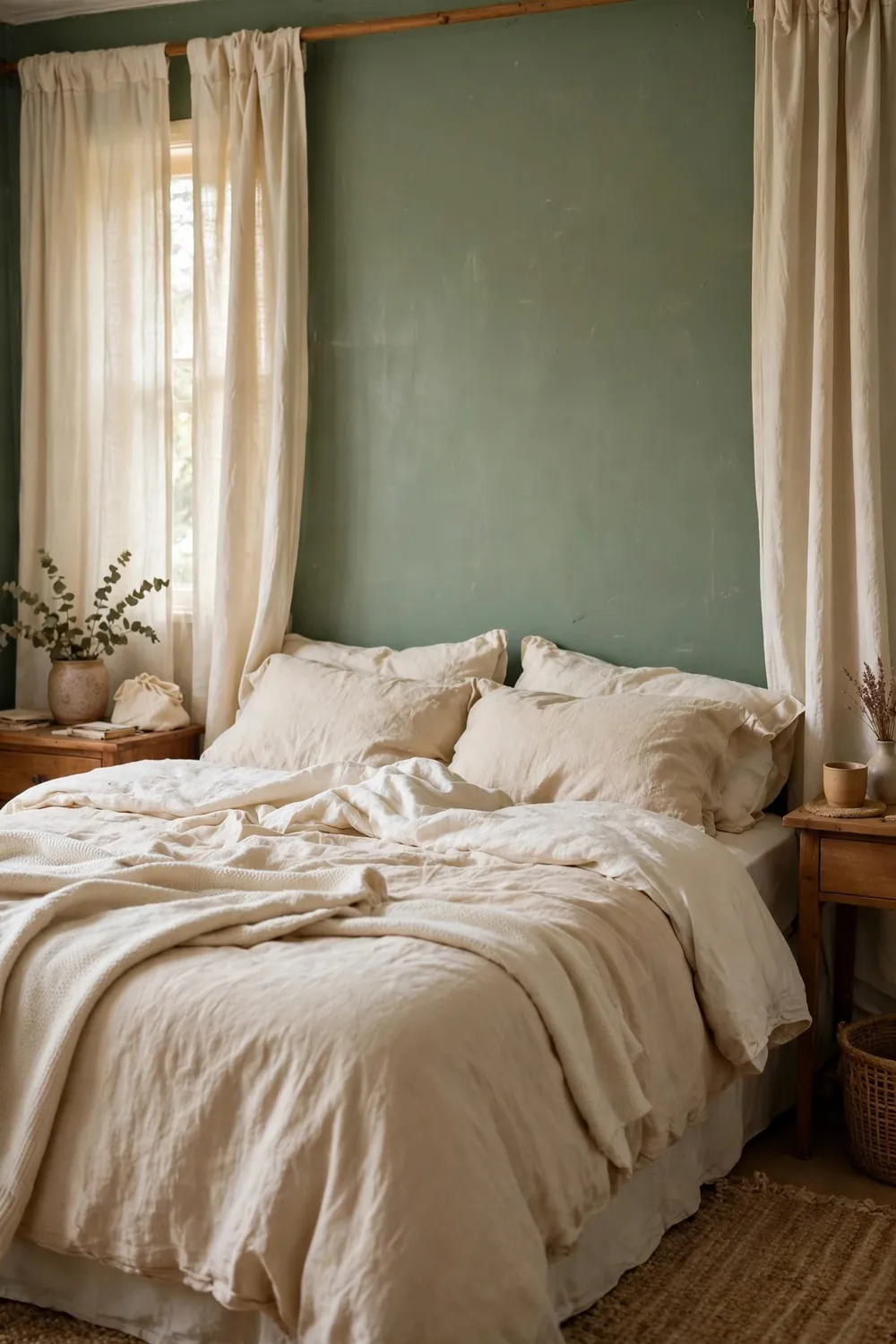 Warm sage green bedroom: pair Sage With Cream, Never Stark White