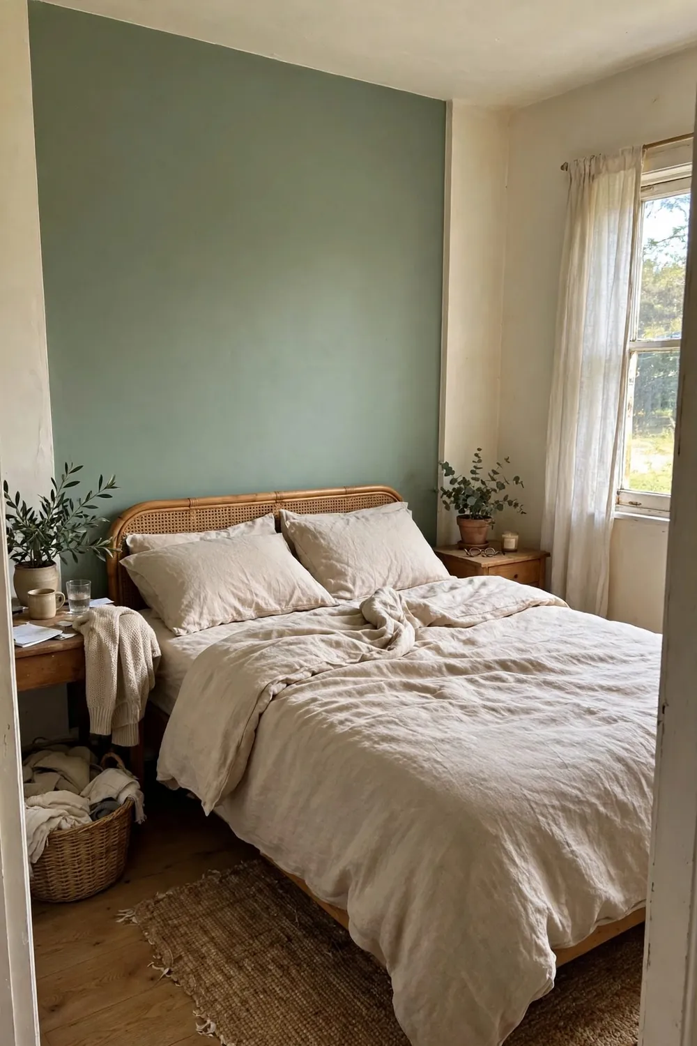 Warm sage green bedroom: decide How Much Sage the Room Wants