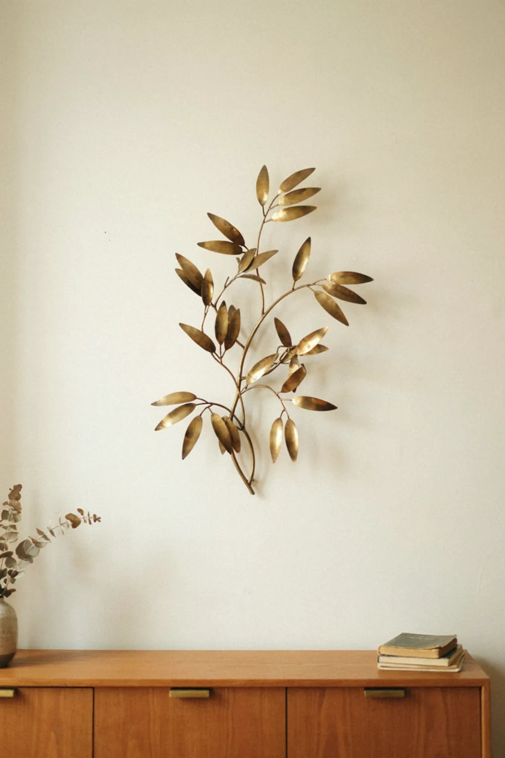Modern living room with large sculptural wall art: choose a Metal Botanical Sculpture