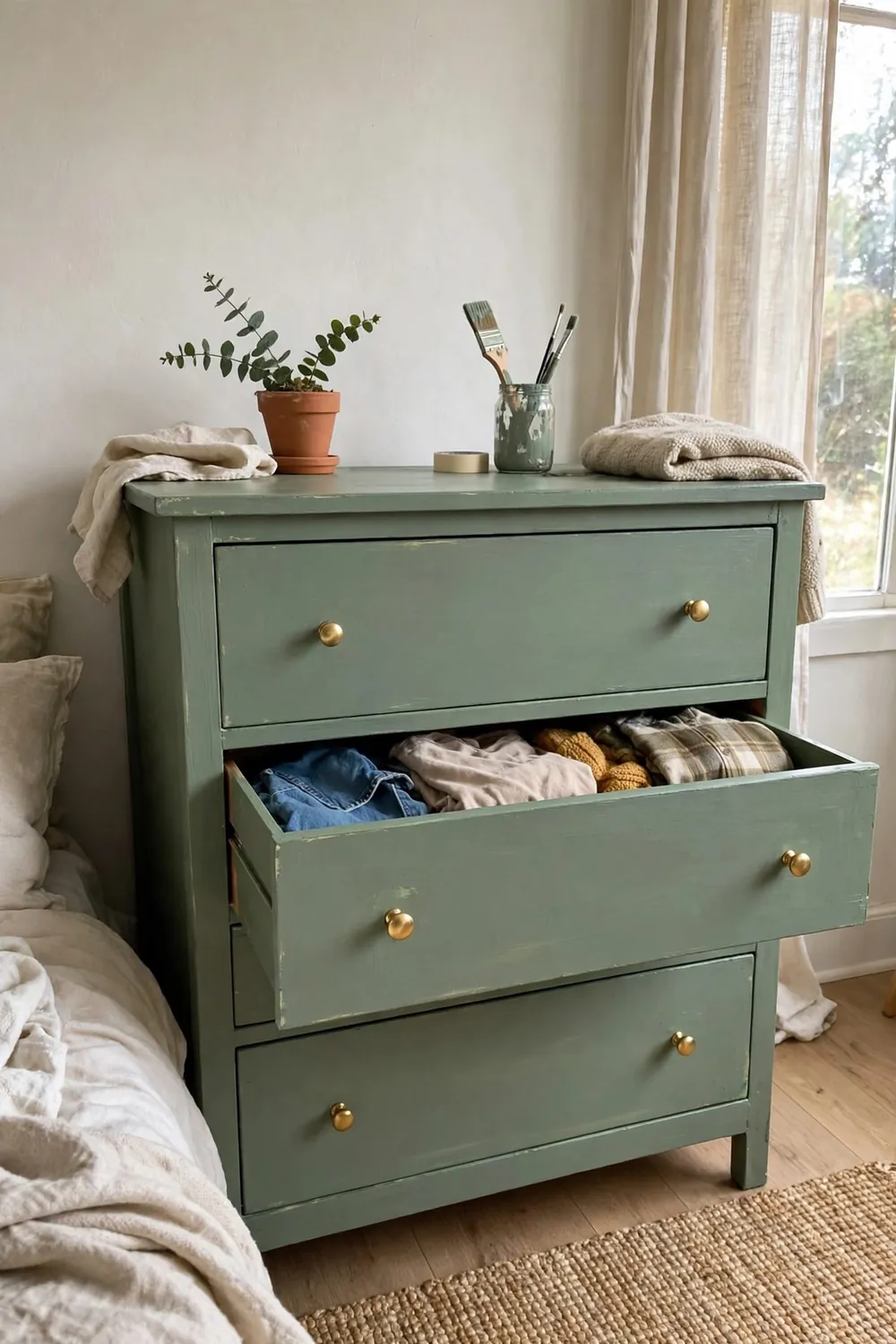Simple diy home project in progress: paint a Tired Piece of Furniture