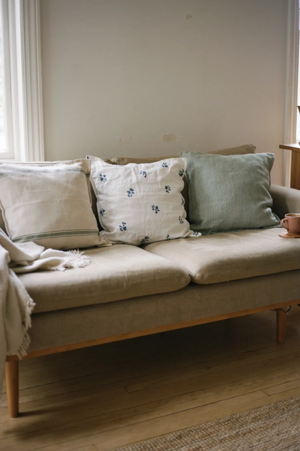 Simple diy home project in progress: make No-Sew Cushion Covers From Tea Towels