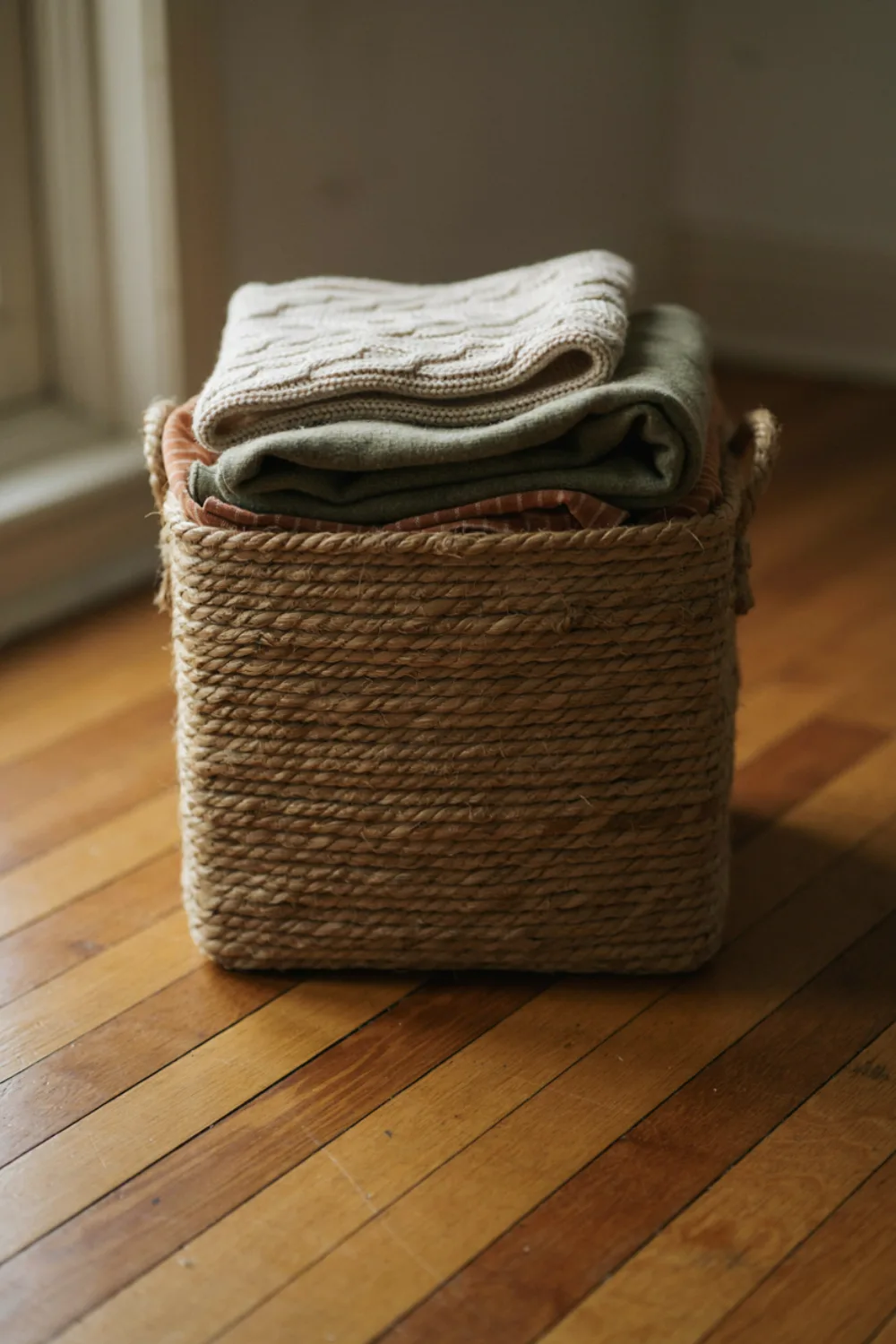 Simple diy home project in progress: make a Rope-Wrapped Basket From a Cardboard Box
