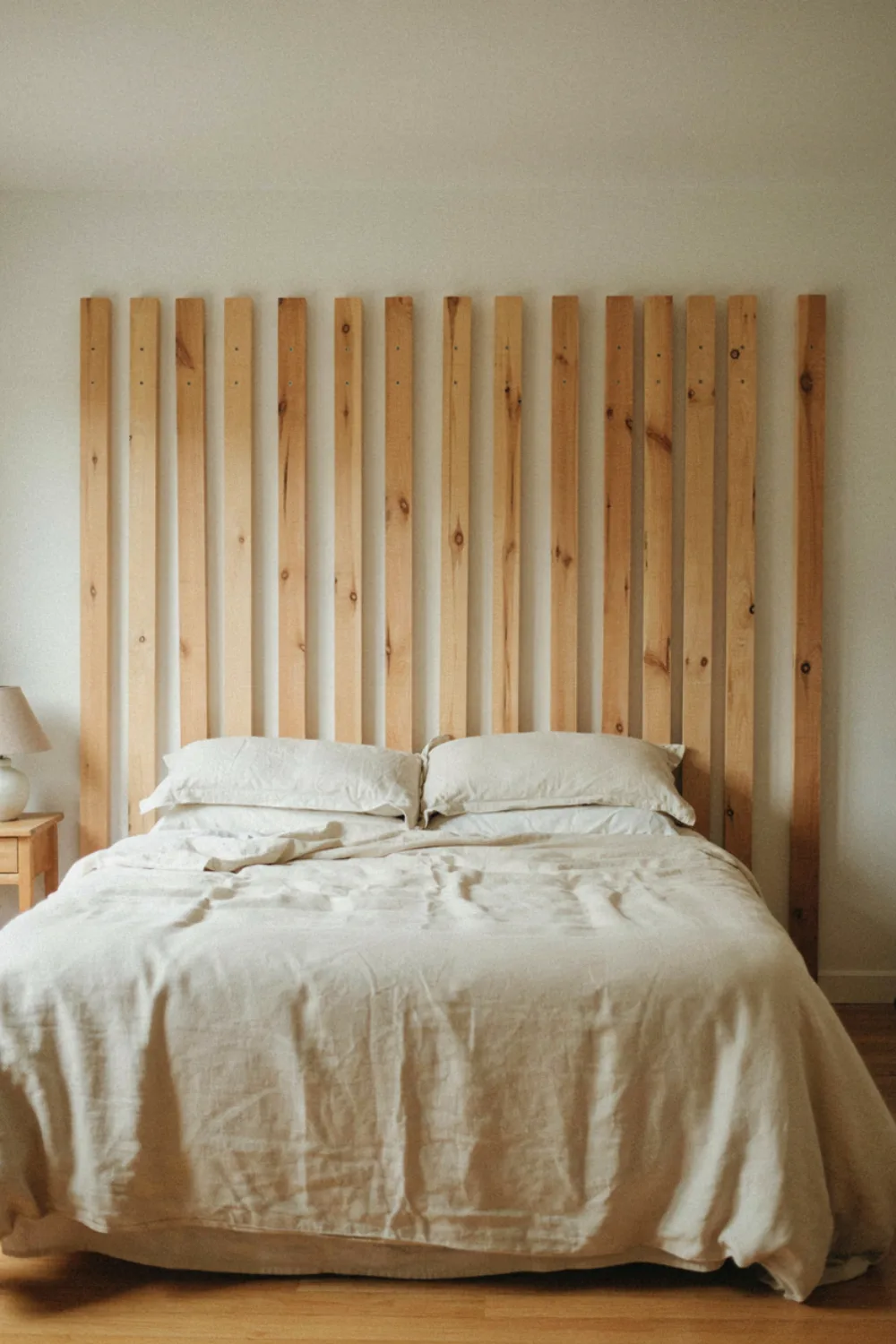Simple diy home project in progress: build a Slatted Headboard Over One Weekend