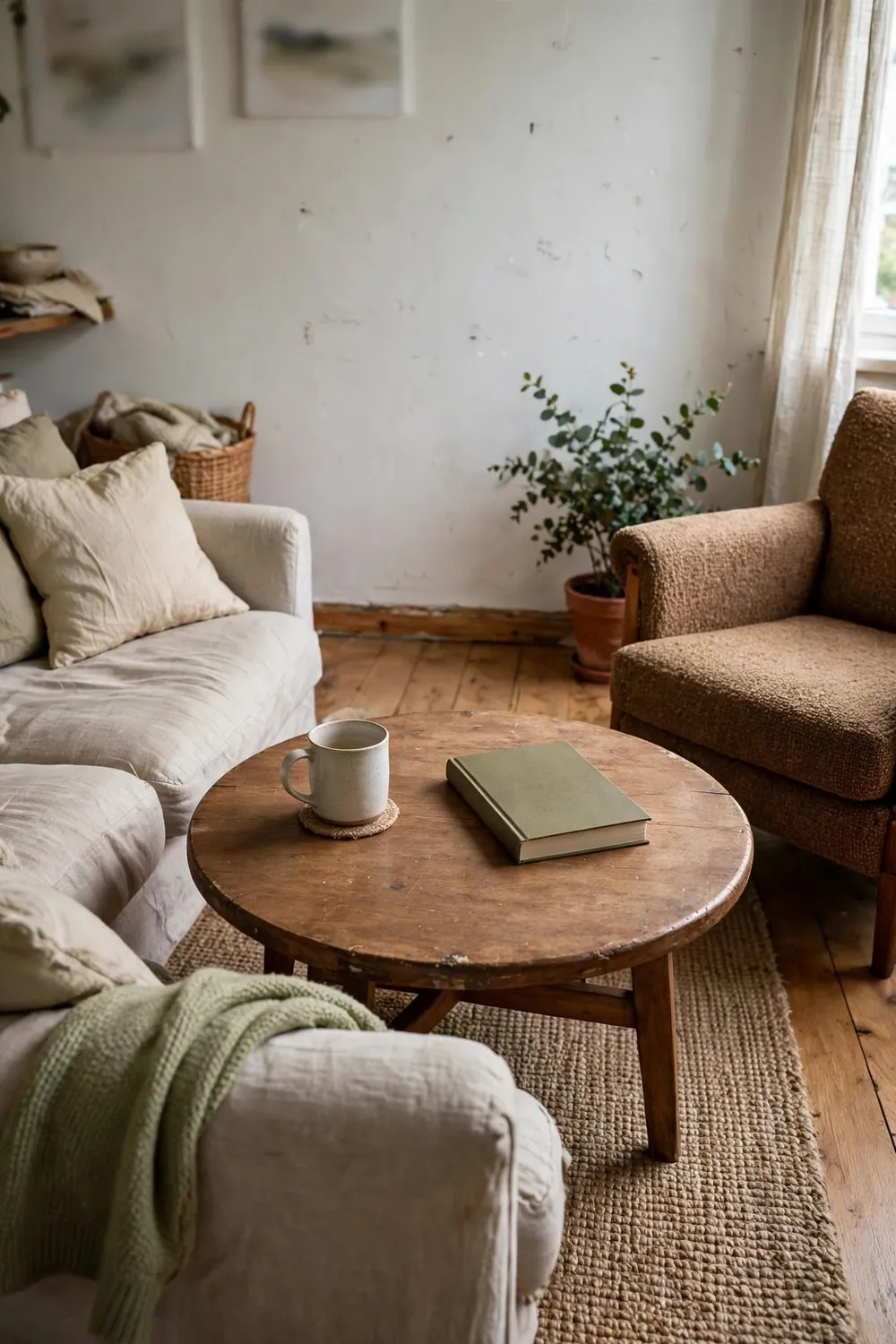 Small bright living room: use a Round Coffee Table