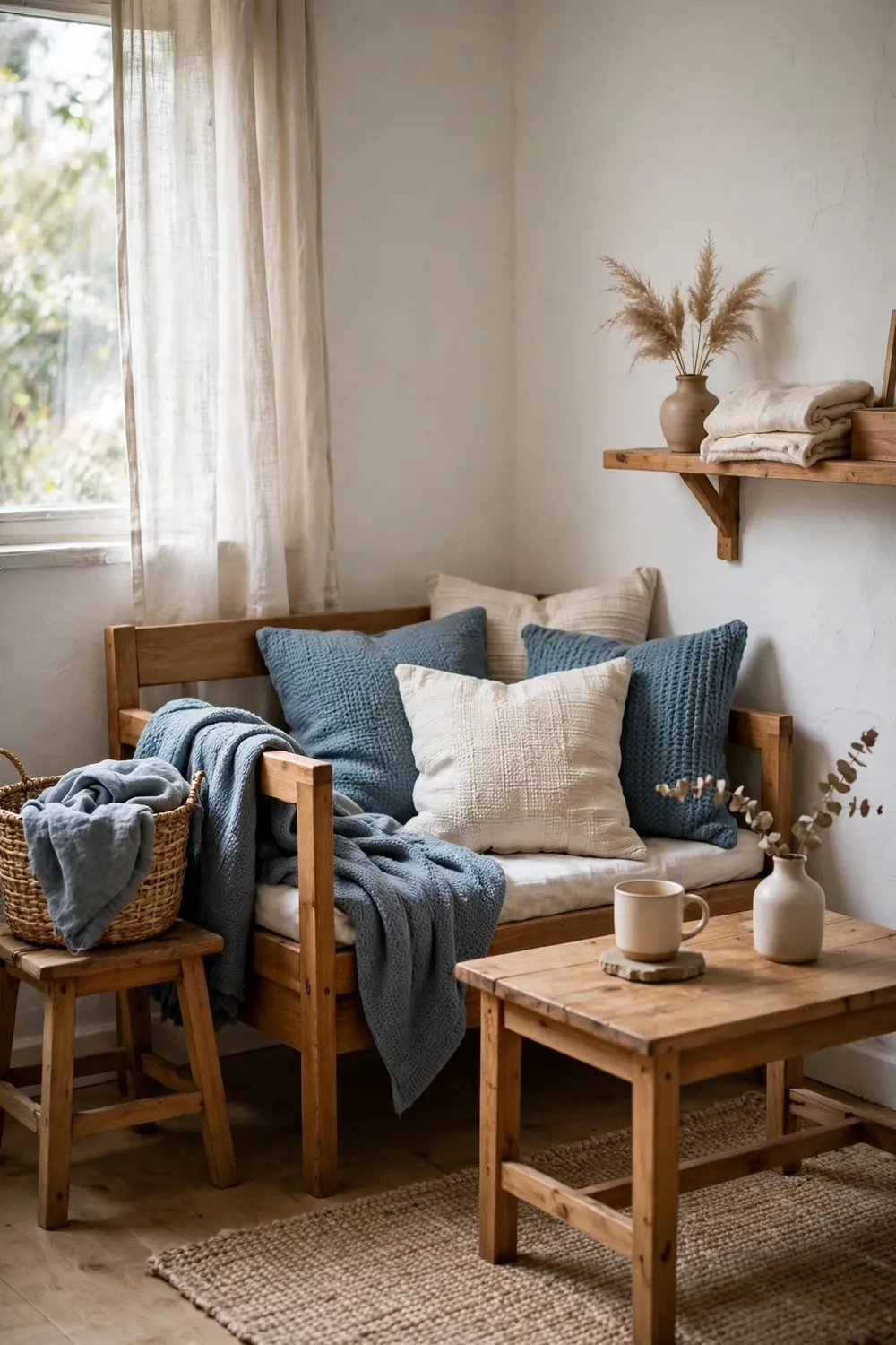 Small bright living room: keep the Palette Tight: Two Colors Plus Wood