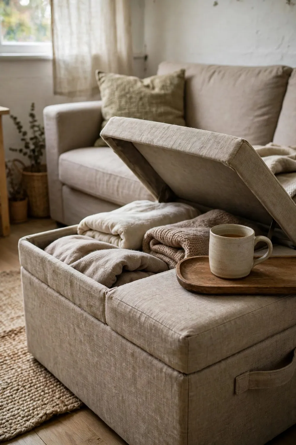 Small bright living room: choose Furniture That Hides Things