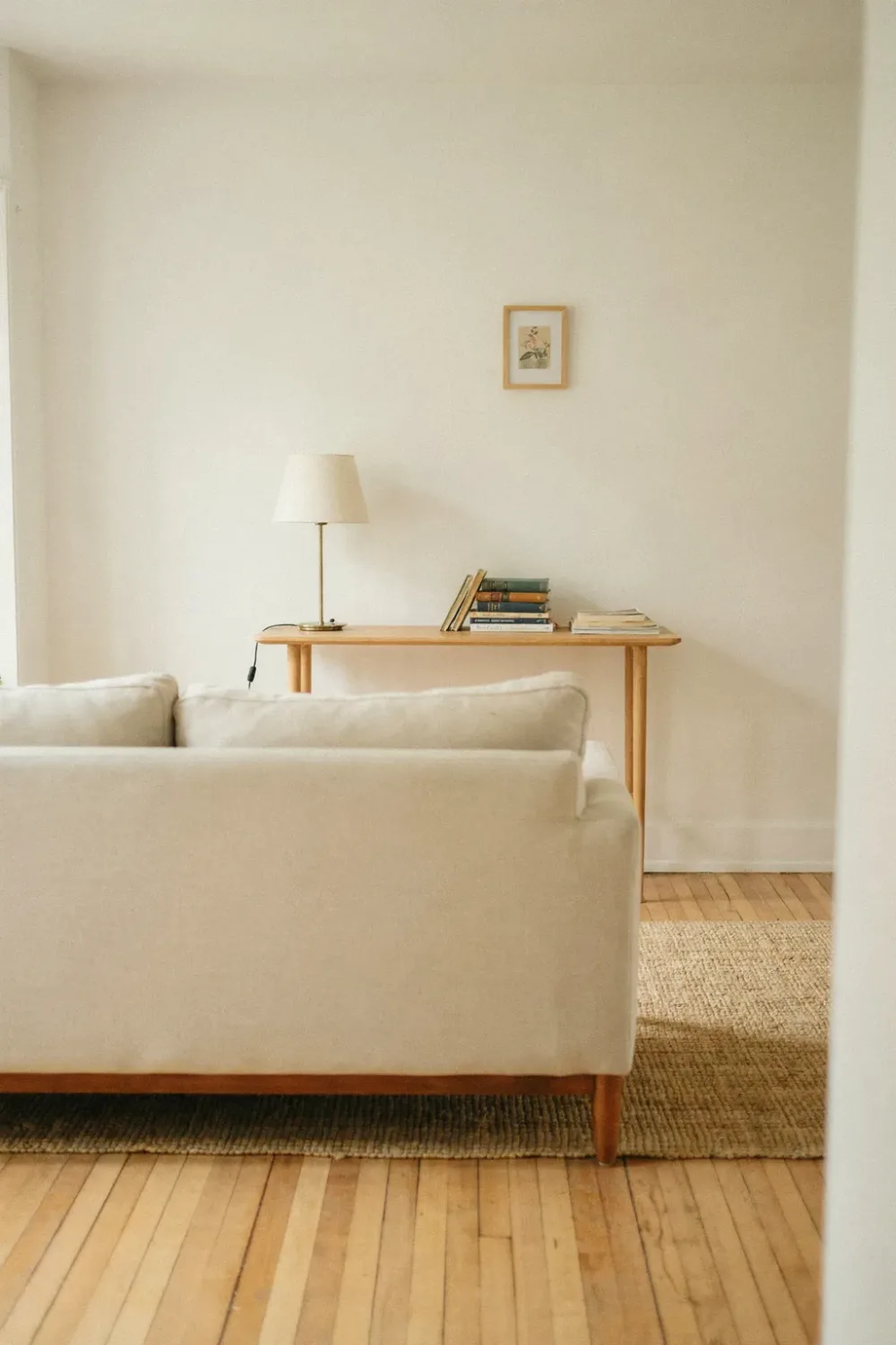 Small bright living room: add a Slim Console Behind the Sofa