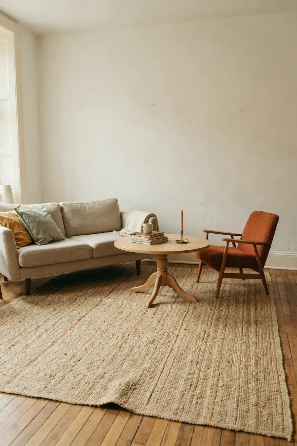 Small bright living room: anchor the Zone With One Generous Rug