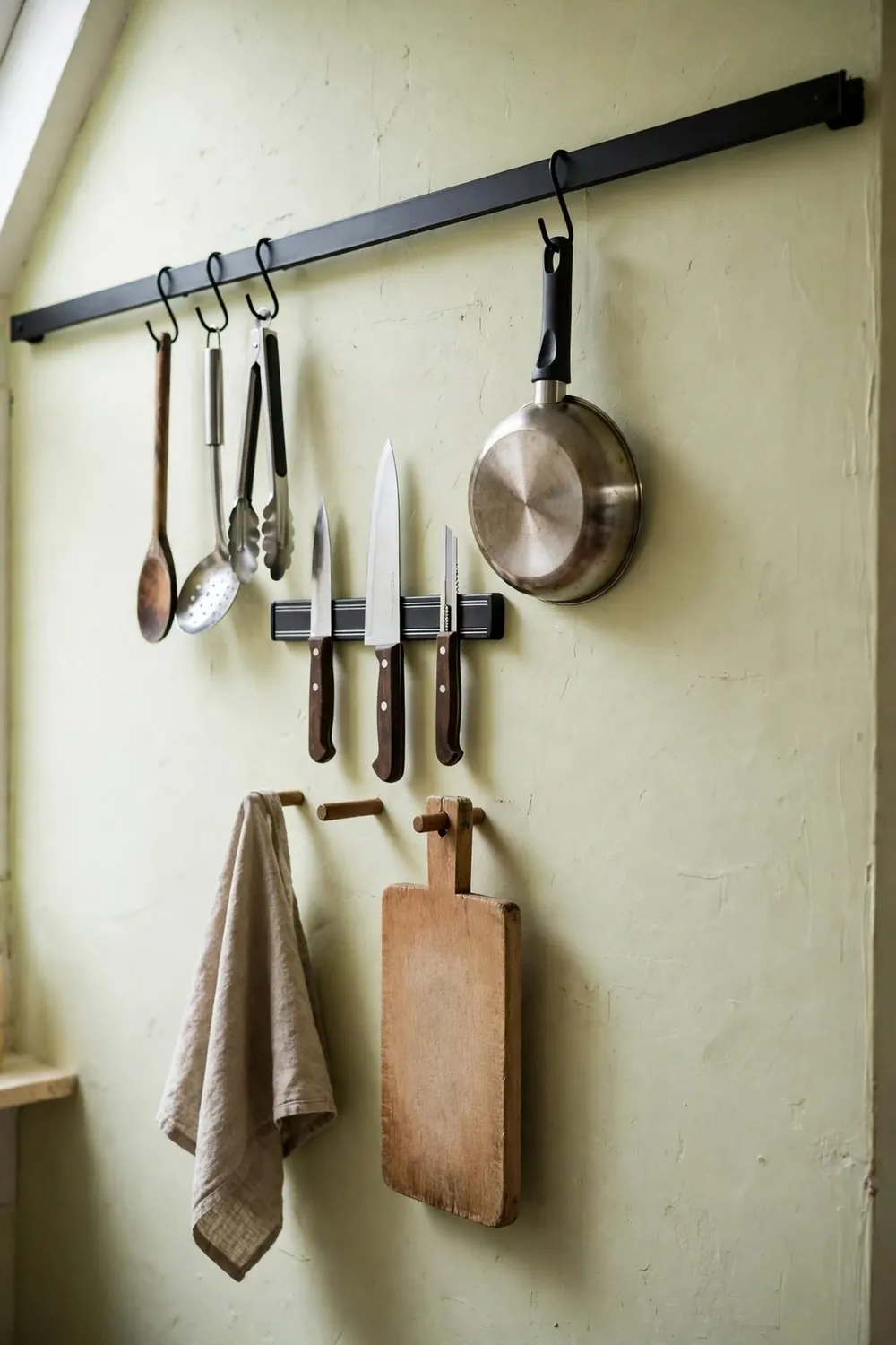 Bright tiny kitchen: use the Walls: Rails, Pegs, and Magnetic Strips