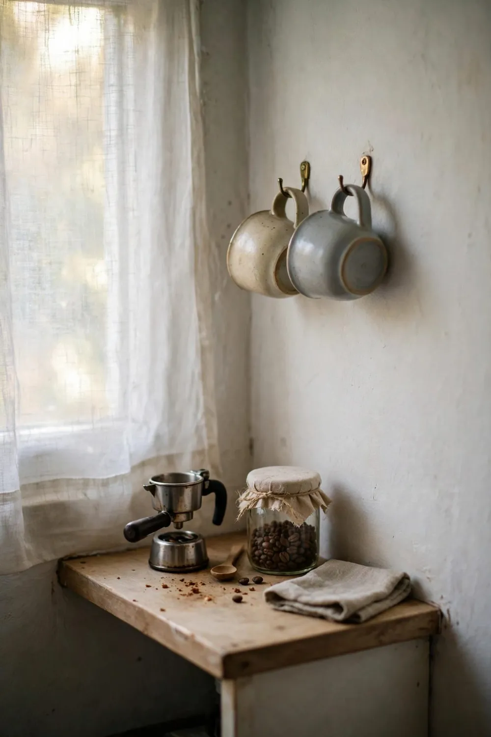 Bright tiny kitchen: create a Tiny Coffee or Tea Station