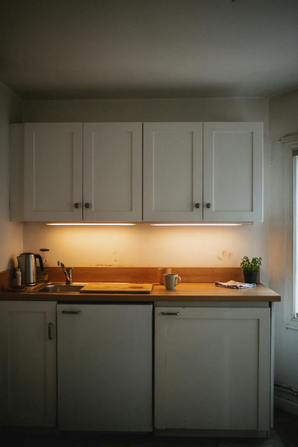 Bright tiny kitchen: install Under-Cabinet Light Strips
