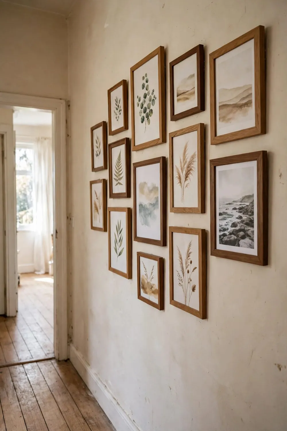 Room with warm wood wall decor: a Wood-Framed Gallery Wall