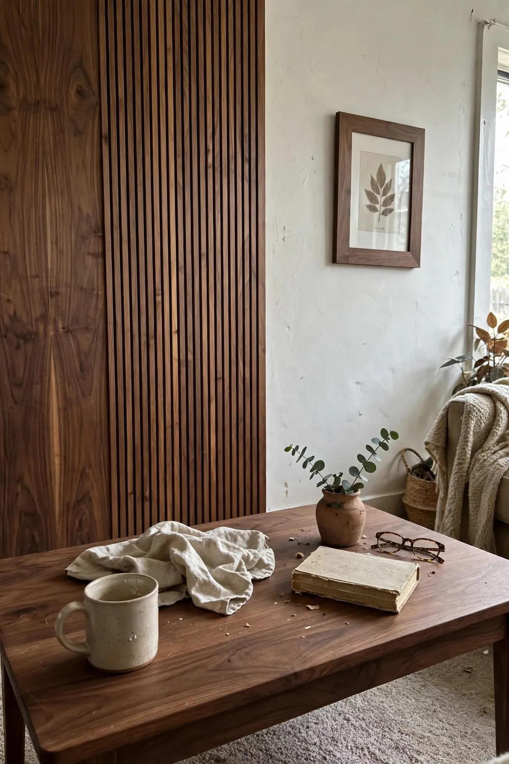Room with warm wood wall decor: repeat the Wood Tone Twice More